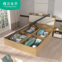 Modern simple board drawer storage high box air pressure storage box bed 1 5 1 8 meters soft bag single double bed