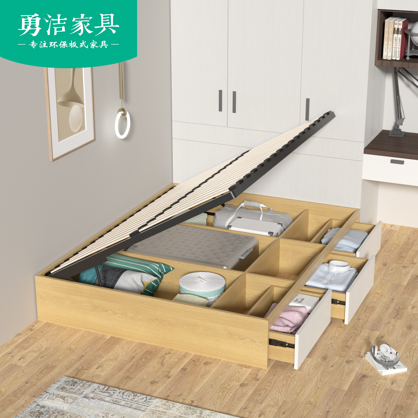 Custom tatami bed without bed storage storage pneumatic drawer bed small apartment double high box box bed