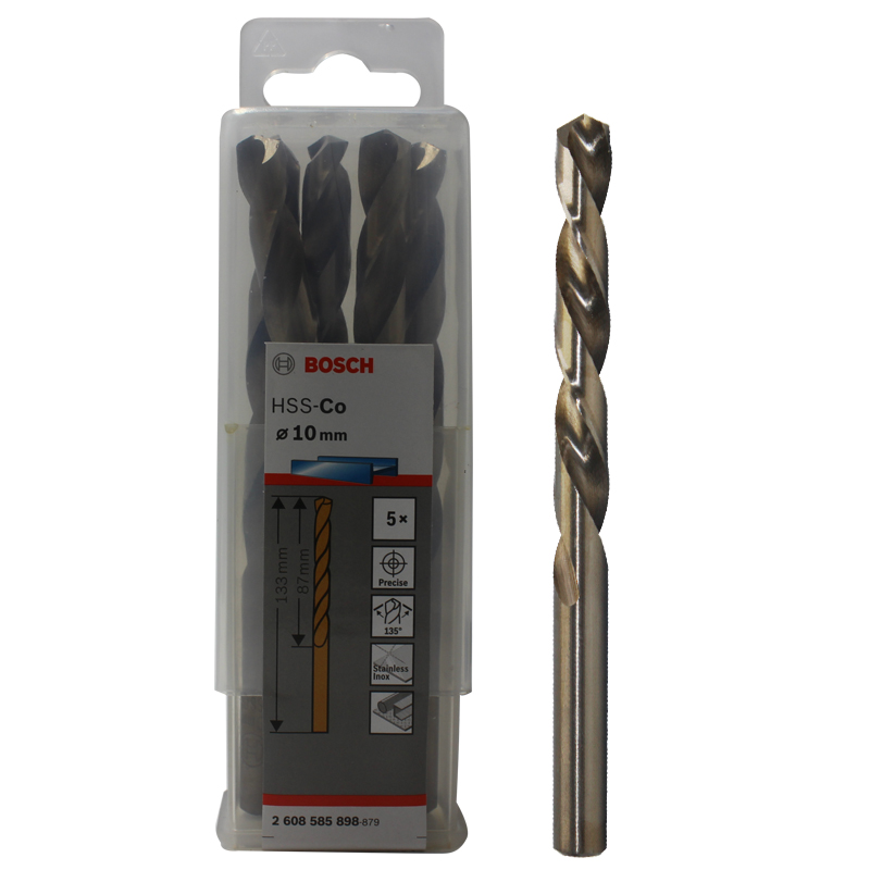 Original installation Bosch Germany Bosch straight shank HSS-CO with cobalt stainless steel special twist drill bit drill tip 10 0mm