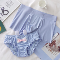 Japanese pure desire wind couple underwear can love cute fun set sex summer cotton stall Ice Silk mens and womens underwear pair