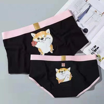 Fun sexy cartoon couple panties cute cotton suit Modal mid-waist comfortable male flat angle female triangle