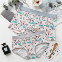 Cute sexy ice silk couple panties file cotton comfortable waist suit male flat angle female triangle breathable temptation