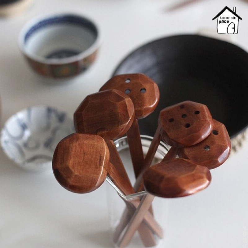 Japanese soup spoon colander and wind handmade anti-scalding bamboo long handle spoon ramen spoon hot pot fishing spoon porridge porridge