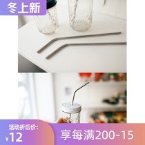 Korea ins stainless steel straw drinking milk tea beverage coffee soy milk Cola metal elbow thick straw environmental protection tube