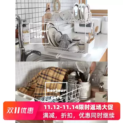Japanese antibacterial kitchen drain rack tableware drain basket bowl rack filter basket storage rack dish chopsticks storage shelf