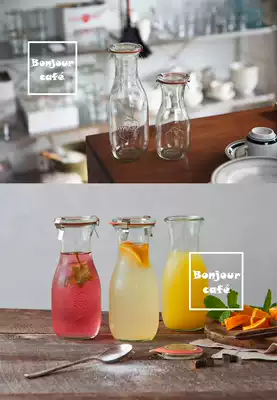 Spot German WECK glass bottle JUICE bottle food with lid sealed jar JUICE beverage cup transparent wine bottle