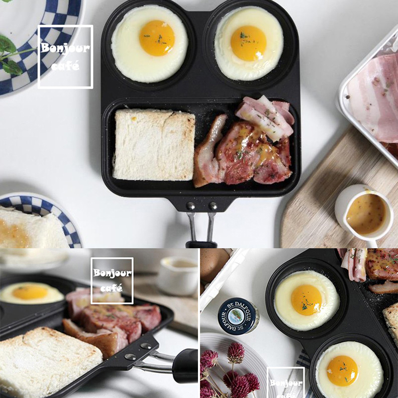 Japan Imports No-Stick-Pan Three-in-one Breakfast Pan Flat-bottomed Multifunction Frying Pan Fried Egg Frying Steak Oven Universal