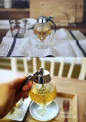 Japanese imported Press glass honey jar salad squeeze sauce bottle funnel Crystal Diamond Glass jar honey squeeze bottle