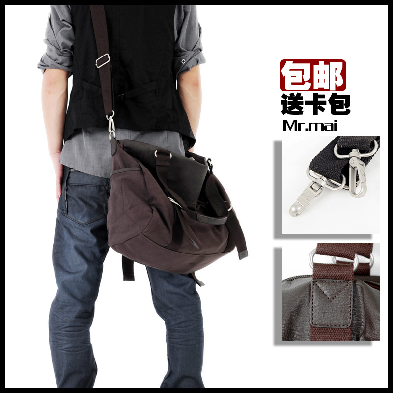 左森 Men's bags, fashionable thickened wash canvas bags, large bags, handbags, one-shoulder men's travel cross bags, casual
