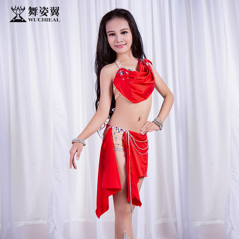 Dance Pose Wing Children's Table Performance Clothing 2020 New Spring Upscale Silk Short Dress Oriental Dance Suit RT278