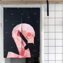 Modern minimalist INS Flamingo fabric decorative curtain wind water curtain porch partition half curtain shading short hanging curtain