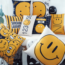 Nordic ins modern minimalist couples cute funny smiley face cotton wool sofa pillow case waist cushion expression bag