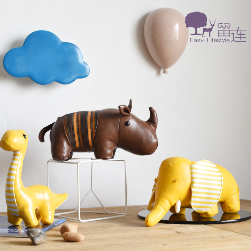Liulian Leather Dinosaur Paparazzi Doll Pendulum Cortical Rhinoceros Animal Toys Living Room Tabletop Home Soft Adornment