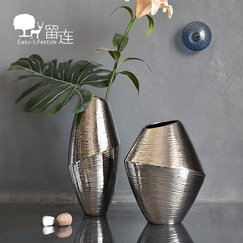 Modern minimalist Nordic geometric silver-coloured ceramic vase-like room light extravaganza Creative Home Soft Adornment
