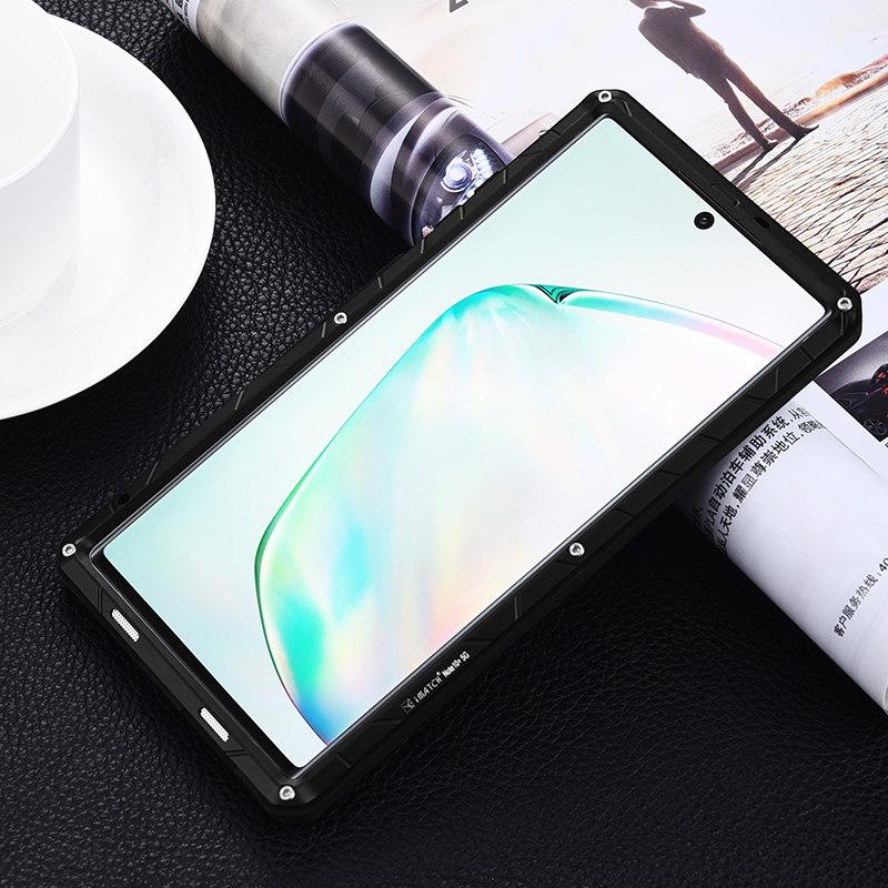 iMatch Water Resistant Shockproof Dust/Dirt/Snow-Proof Aluminum Metal Military Heavy Duty Armor Protection Case Cover for Samsung Galaxy Note 10 Plus & Samsung Galaxy Note 10