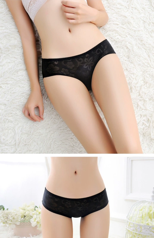 Sexy liền mạch băng lụa cotton đồ lót phụ nữ cám dỗ trong suốt eo thấp thoáng khí siêu mỏng