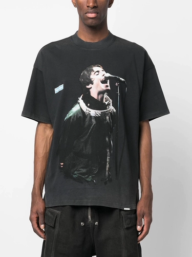 Представляю Лиама Галлахера Футболка 25SS с совместным брендом ретро-тяжеловесной футболки с короткими рукавами