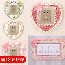 Switch cover fabric dust cover switch wall sticker lace switch protective cover decorative cover Korean switch cover socket cover