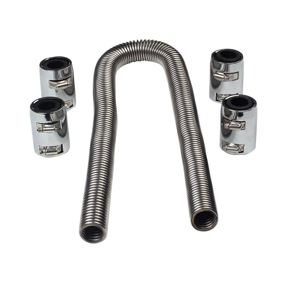 Universal 48" Stainless Steel Radiator Flexible Coolant Water Hose Kit