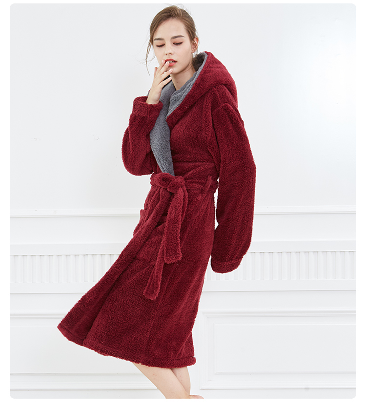 Áo choàng nhung nam mùa đông dày trùm đầu dài phần ấm áp rộng lớn đồ ngủ phụ nữ flannel vài áo choàng tắm quần áo ngủ nữ mùa hè
