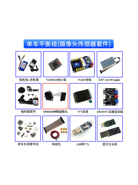 17Th Generation Bicycle Balance Group K Model Tc264+ Intelligent Vehicle Learning Kit with Magic Eye Electromagnetic Sensor and Servo Motor