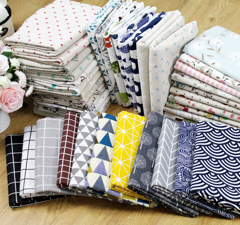 Cotton linen fabric printed cotton linen fabric sofa linen fabric Woven Curtains Plaid Fabric Handmade Diy Table Cloth