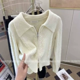 Мягкая трикотажная приятная телу демисезонная дизайнерская утепленная куртка с молнией, тренд сезона, на молнии