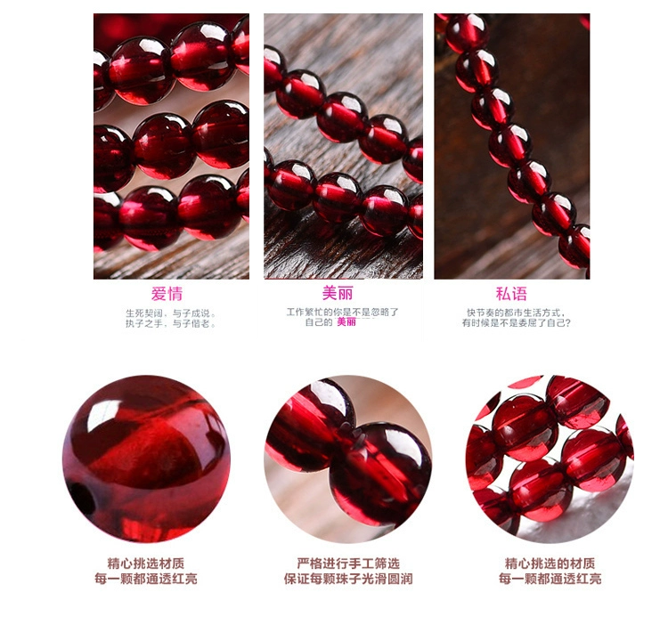 Tự nhiên rượu vang đỏ garnet vòng đeo tay nữ ba vòng tròn bốn vòng tròn 6A7A lớp red garnet bracelet multi-layer vòng tròn pha lê trang sức