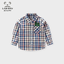  Price 65 (clearance)Rabi tree long-sleeved shirt boys plaid cotton shirt top mens baby shirt