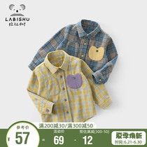 Rabbi Tree Boy Clothing Boy Shirt Long Sleeve 2021 Spring Autumn New Children Shirt 100 Hitch Male Baby Plaid Blouse