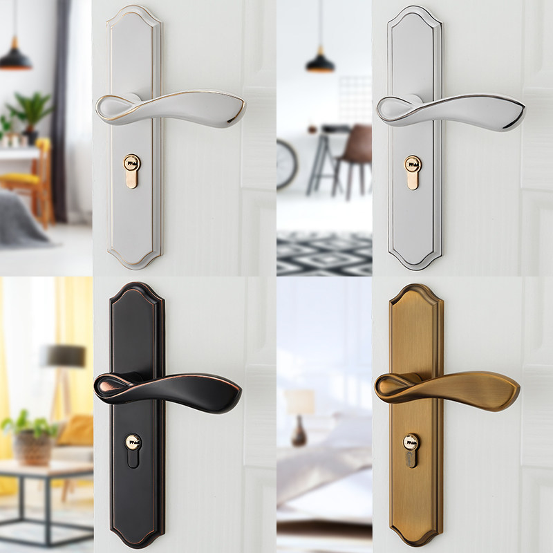 Modern Minimalist Door Lock Indoor Bedroom Solid Wood Door Lock Home Room Door Lock Doorknob Magnetic Attraction Silent Door Lock Sleeve