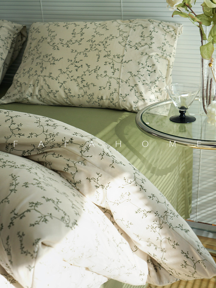 FAFAHOME ins wind small fresh 100 pure cotton knitted cotton cotton bare sleeping bed four-piece set of sheets fitted sheet