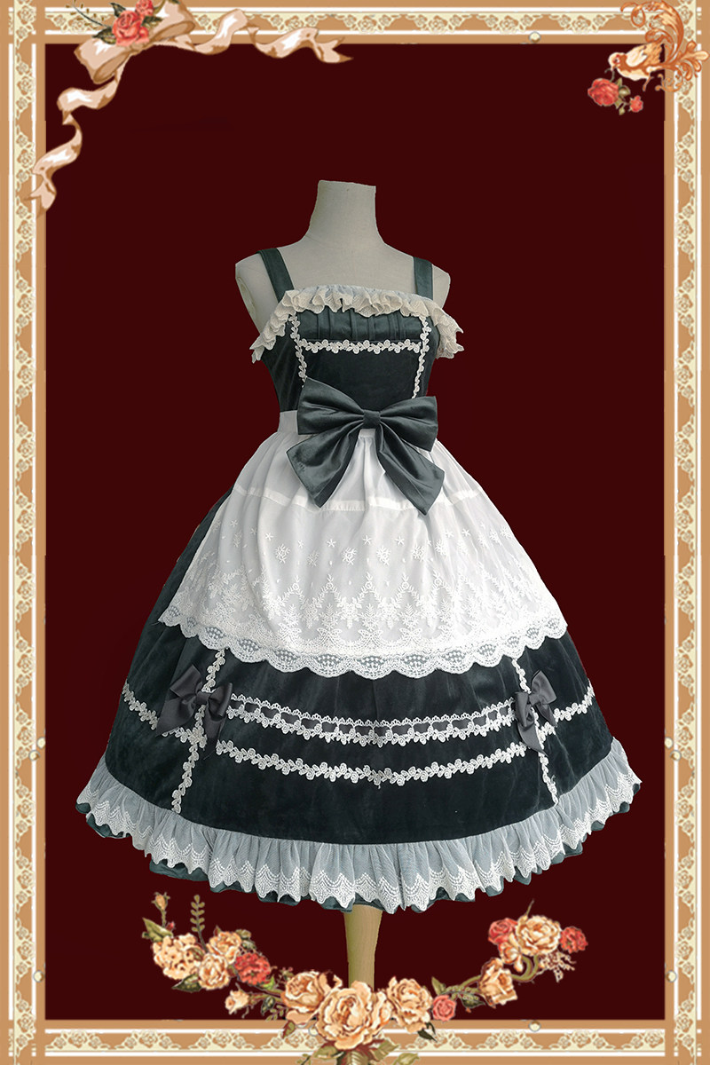 Стильные костюмы 【infanta.婴梵塔】lolita*蜜丝糖* 纯色天鹅绒jsk春秋连衣裙 Baby van Gogh Tower