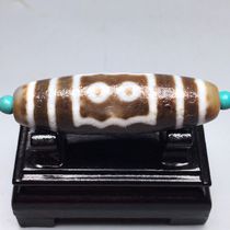 Tibetan high oil-coated five-eye calcified horseshoe pattern old Dzi beads size 46 7x14 3mm material old object