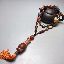 Natural silk-wrapped old agate necklace with high oil coating Size 23 6x7 4mm Material Agate and chalcedony treasures