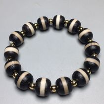 Tibetan first-line calcified old Dzi bead bracelet size 12 3x107mm material agate chalcedony creative gift