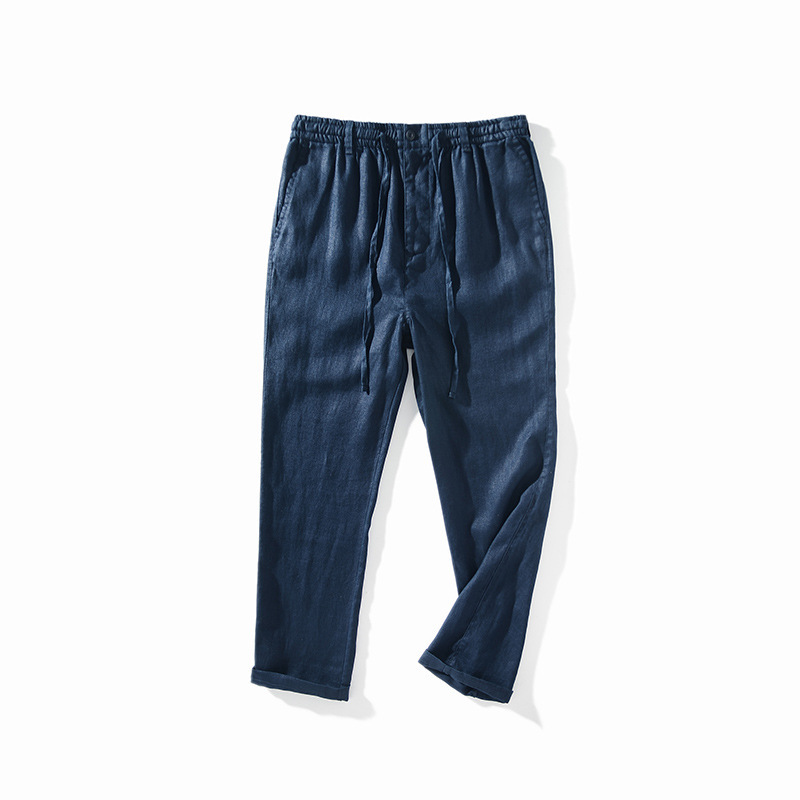 Suzhou Madet Textile Co., Ltd. 100% Linen Pants, Thin Breathable Linen Casual Pants, Elastic Waist Long Pants