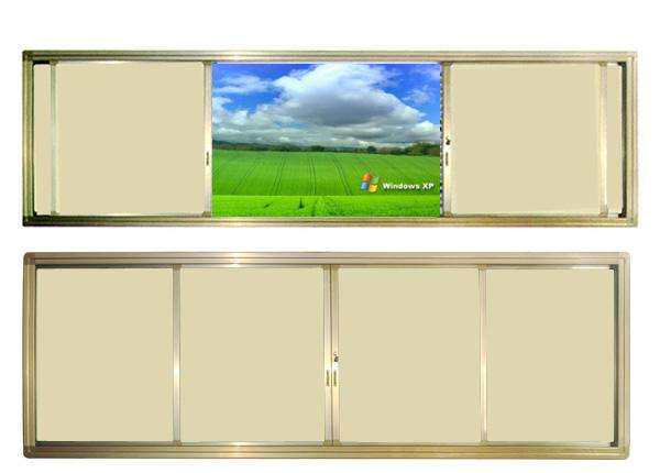 Audio-visual blackboard whiteboard large push-pull sliding green board multimedia audio-visual equipment all-in-one machine booth central control computer