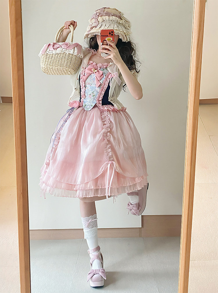 春日抒情曲cla系Lolita半裙,花瓣粉色梦幻来袭!🌸 白月Lolita洋装现货抢购攻略!-lolita洛丽塔半身裙-淘宝好物网