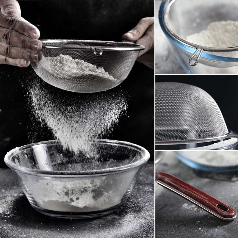 Double ear home flour sieve Handheld Stainless Steel Filter Stopper Baking Kitchen Tool Screen Roface Sifter