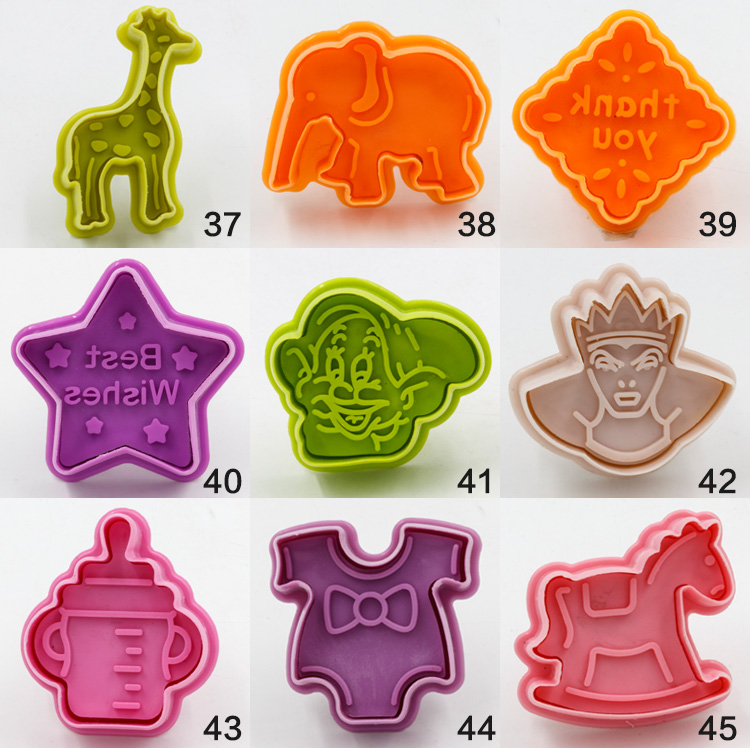 3D ba chiều mùa xuân ép nhựa cắt cookie khuôn bánh quy khuôn khuôn fondant công cụ làm bánh động vật - Tự làm khuôn nướng khuôn làm bánh hình thú