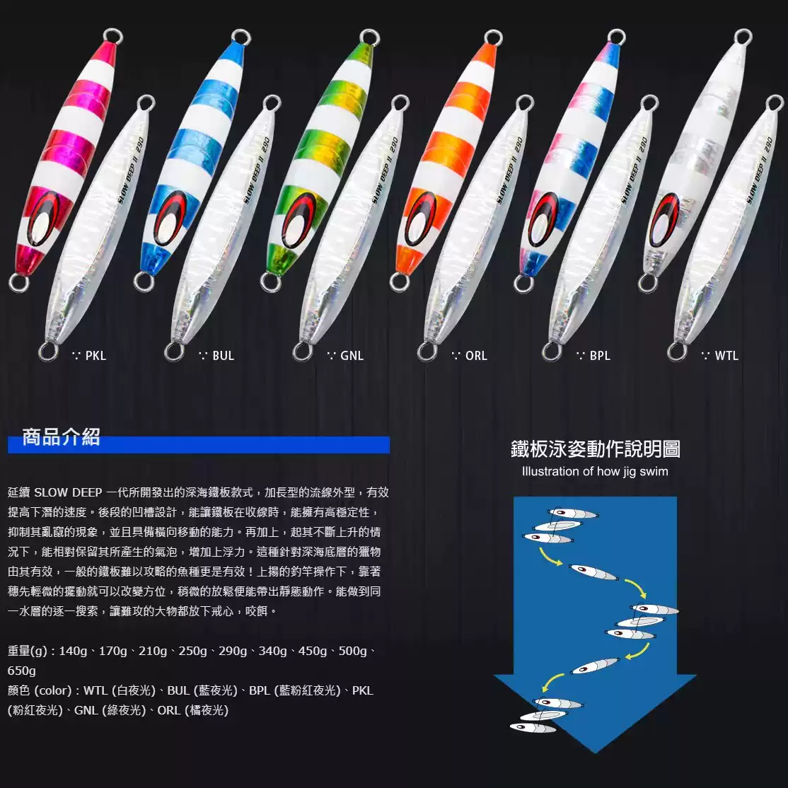 台湾HR渔拓慢摇铁板HEARTY RISE快抽船钓用铁板