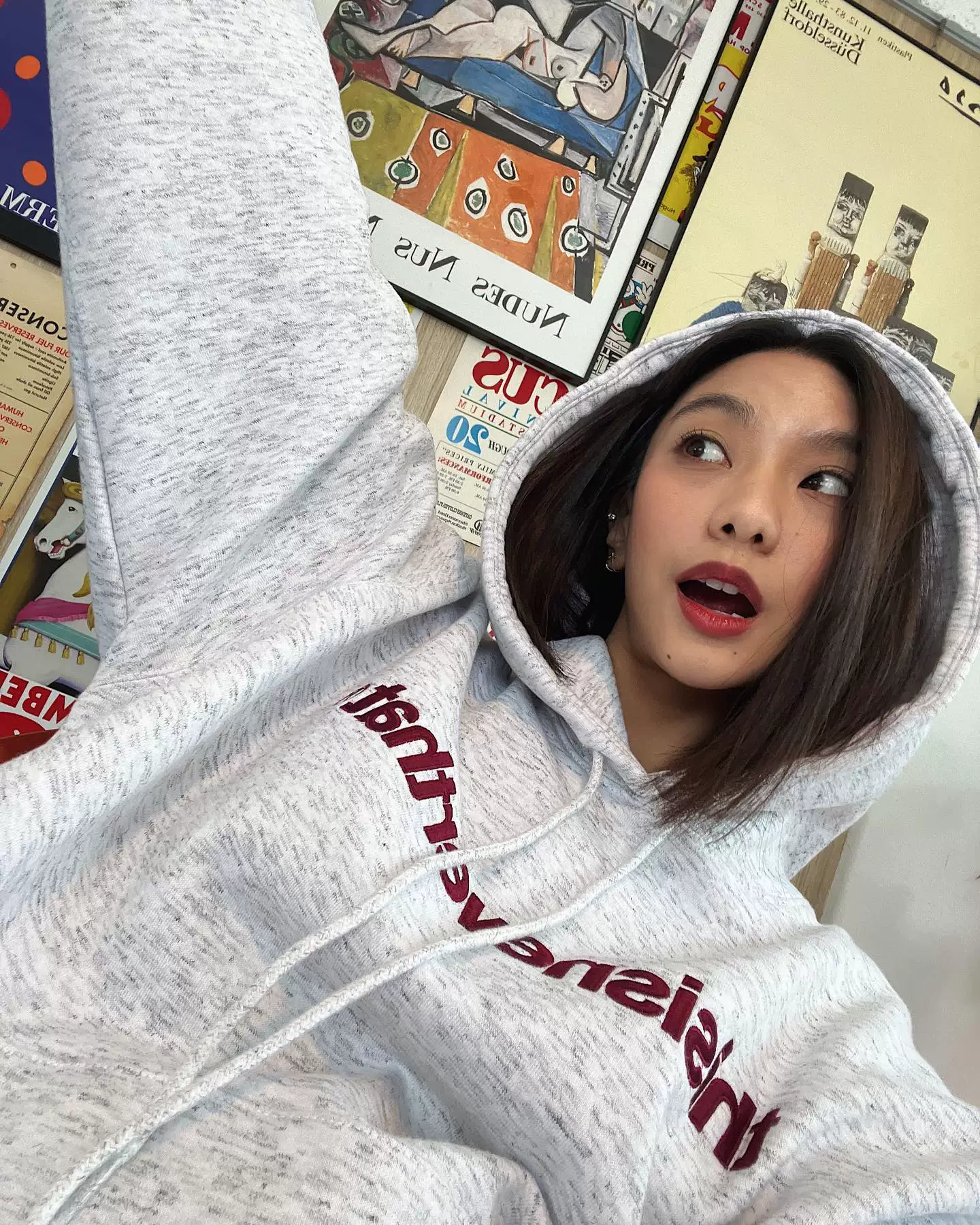 ThisISISISNEVERTHAT 22 autumn and winter new hooded alphabet embroidery plus velvet sweater Korean direct mail