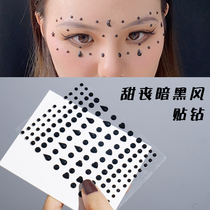 Black bright drilling drop drilling Halloween Makeup Face Veneered with dark black tether small water drill with bright drill stickers on the face
