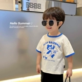 Мультяшная детская тонкая футболка с коротким рукавом для мальчиков, детская одежда