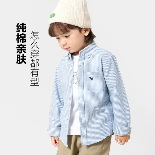 Хлопковая осенняя детская рубашка для мальчиков, детская одежда
