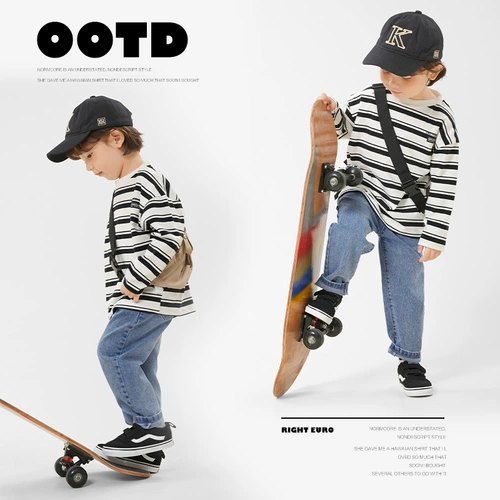 Детские джинсы для мальчиков, штаны, детская одежда, осенние