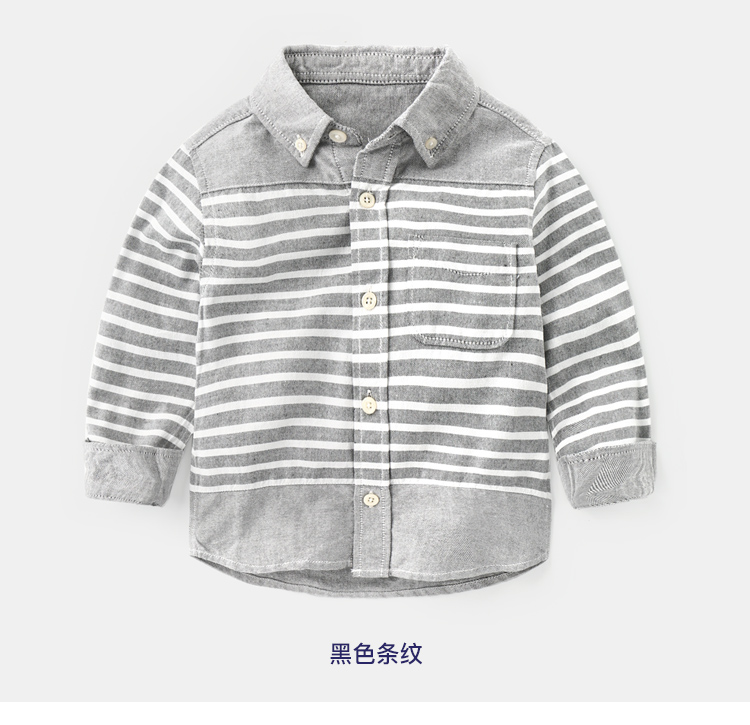 Áo sơ mi nam sọc dài 2019 xuân hè thu mới áo sơ mi trẻ em bé sơ sinh inch bé U7114 thời trang trẻ em hàn quốc