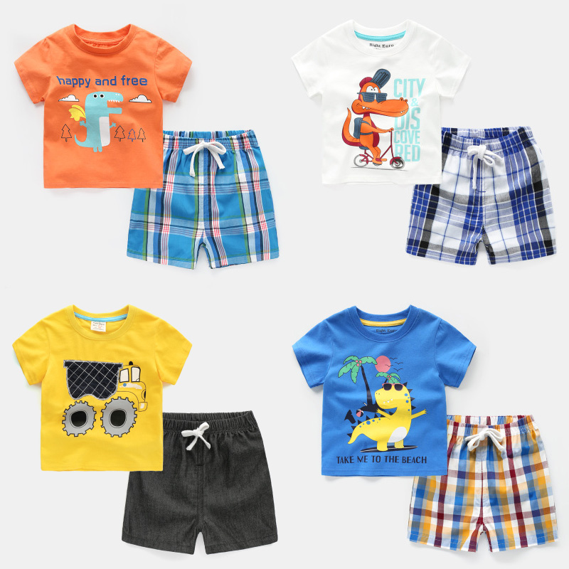 Boy short sleeve suit 2018 new summer children's clothing baby children's children's clothes tide two sets of 1 year old 3 children