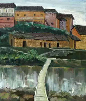 Original oil painting landscape sketch Wuyuan to the countryside sketch landscape decoration painting frameless painting room living room decoration